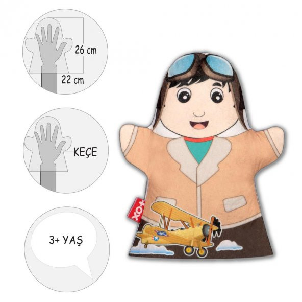 Tox Pilot Meslekler Keçe El Kukla T324 , Eğitici Oyuncak - 4