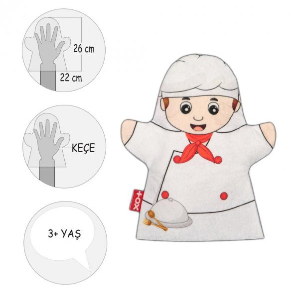 Tox Aşçı Meslekler Keçe El Kukla T326 , Eğitici Oyuncak - 4