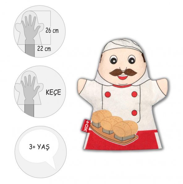 Tox Fırıncı Meslekler Keçe El Kukla T325 , Eğitici Oyuncak - 4