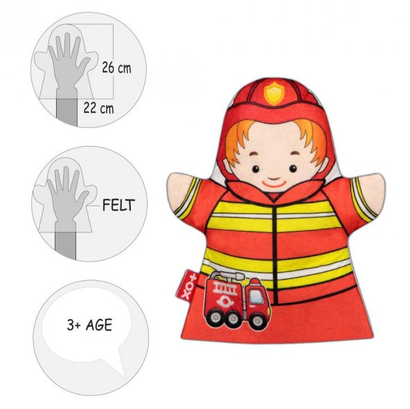 Tox İtfaiyeci Meslekler Keçe El Kukla T328 , Eğitici Oyuncak - 9