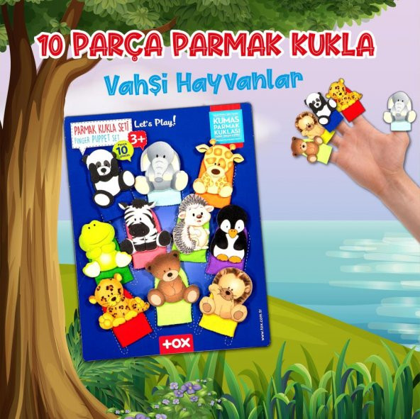 Tox Vahşi Hayvanlar 10 Parça Parmak Kukla , Eğitici Oyuncak T781 - 2
