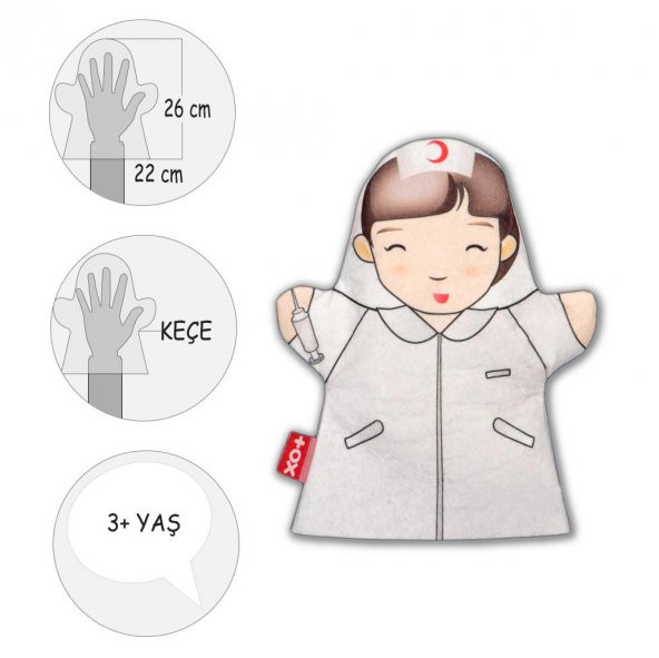 Tox Hemşire Meslekler Keçe El Kukla T323 , Eğitici Oyuncak - 4