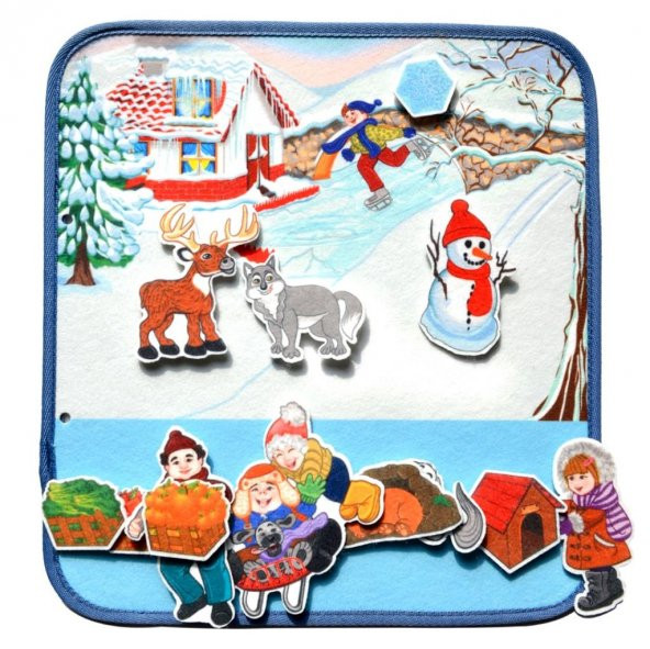 Tox ( Kış ) Keçe Cırtlı Aktivite Sayfası - Çocuk Etkinlik , Eğitici Oyuncak - 6