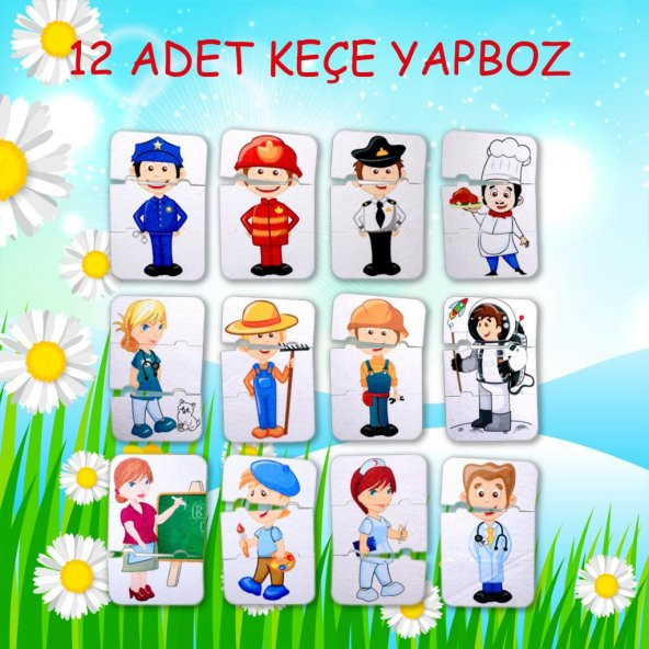 Tox Meslekler 3+ Keçe Yapboz - 3 Yaş Puzzle T006 - 2