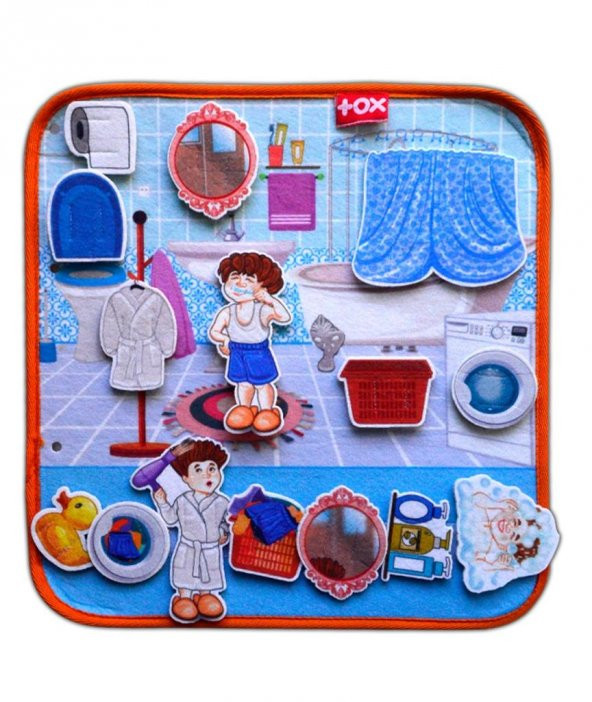 Tox ( Banyo ) Keçe Cırtlı Aktivite Sayfası - Çocuk Etkinlik , Eğitici Oyuncak - 6