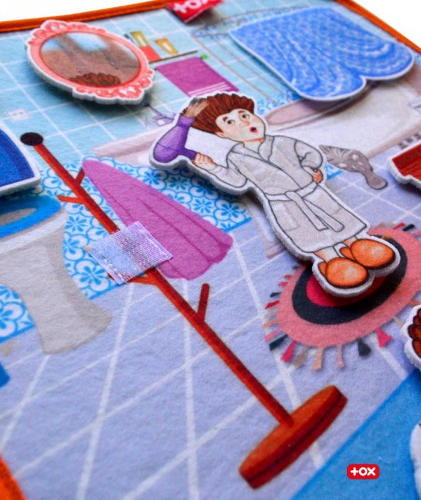 Tox ( Banyo ) Keçe Cırtlı Aktivite Sayfası - Çocuk Etkinlik , Eğitici Oyuncak - 7