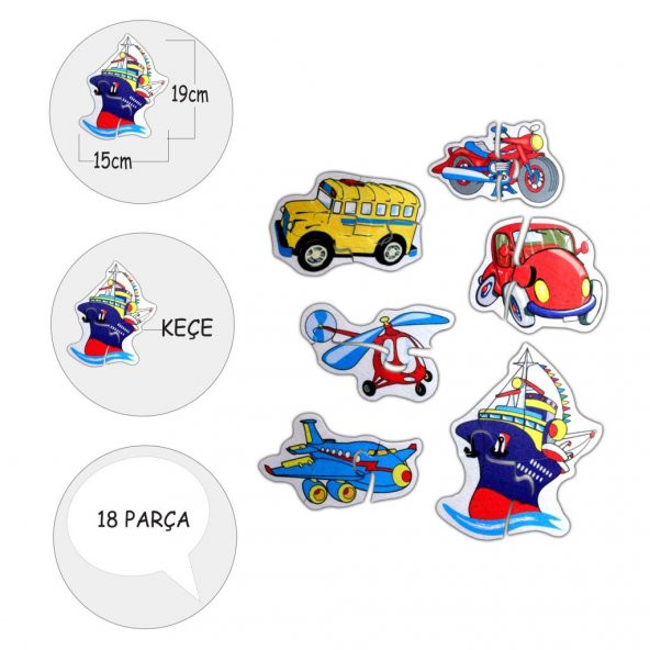 Tox Ulaşım Araçları 2+ Keçe Yapboz - Puzzle T002 - 4