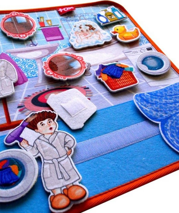 Tox ( Banyo ) Keçe Cırtlı Aktivite Sayfası - Çocuk Etkinlik , Eğitici Oyuncak - 9