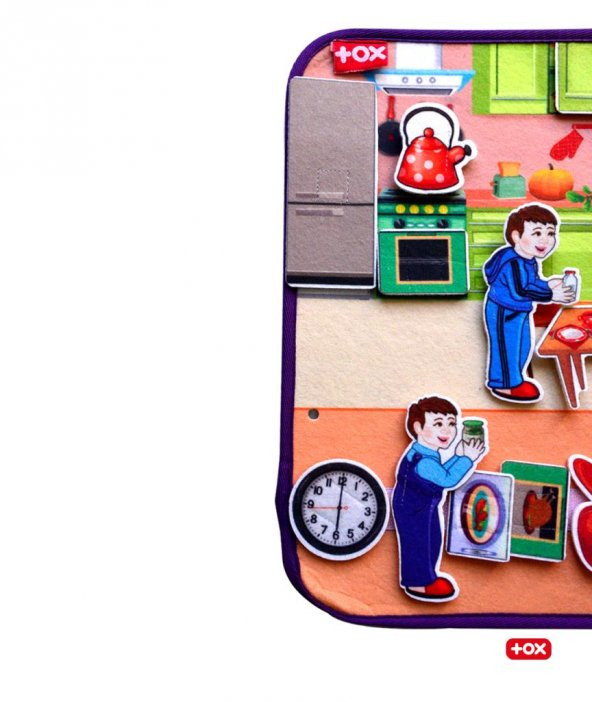 Tox ( Mutfak ) Keçe Cırtlı Aktivite Sayfası - Çocuk Etkinlik , Eğitici Oyuncak - 9