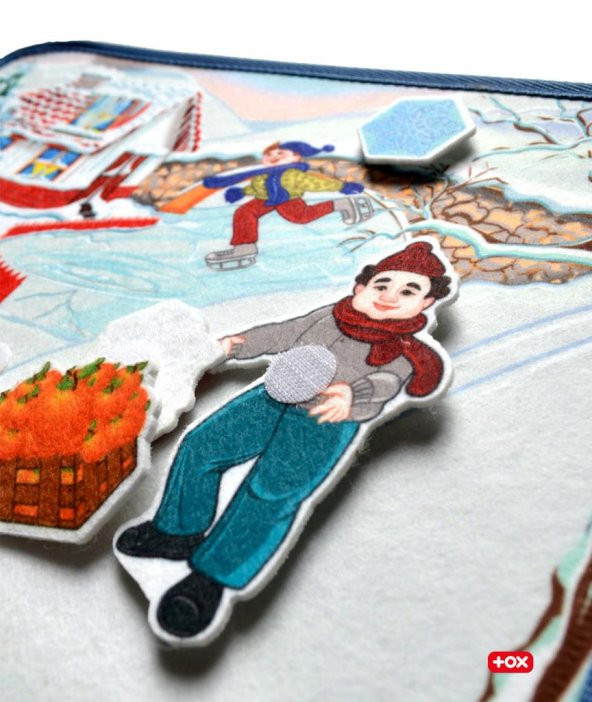 Tox ( Kış ) Keçe Cırtlı Aktivite Sayfası - Çocuk Etkinlik , Eğitici Oyuncak - 11