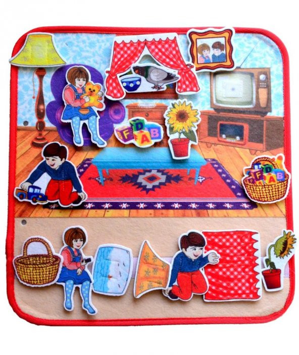 Tox ( Oturma Odası ) Keçe Cırtlı Aktivite Sayfası - Çocuk Etkinlik , Eğitici Oyuncak - 6