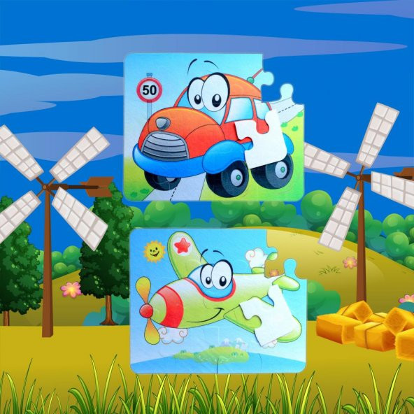 Tox Uçak Araba 3+ Keçe Yapboz - 3 Yaş Puzzle T004 - 5
