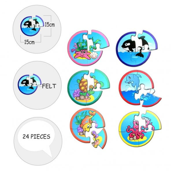 Tox Su Canlıları 2+ Keçe Yapboz - Puzzle T001 - 9