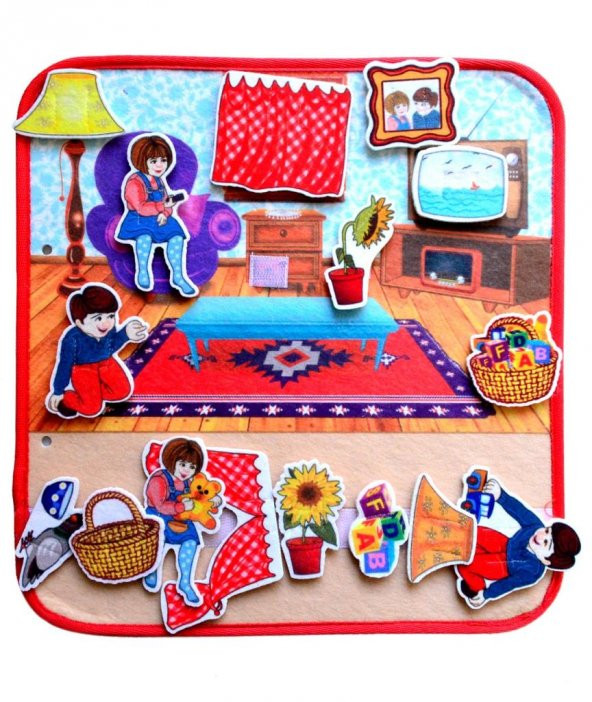 Tox ( Oturma Odası ) Keçe Cırtlı Aktivite Sayfası - Çocuk Etkinlik , Eğitici Oyuncak - 9