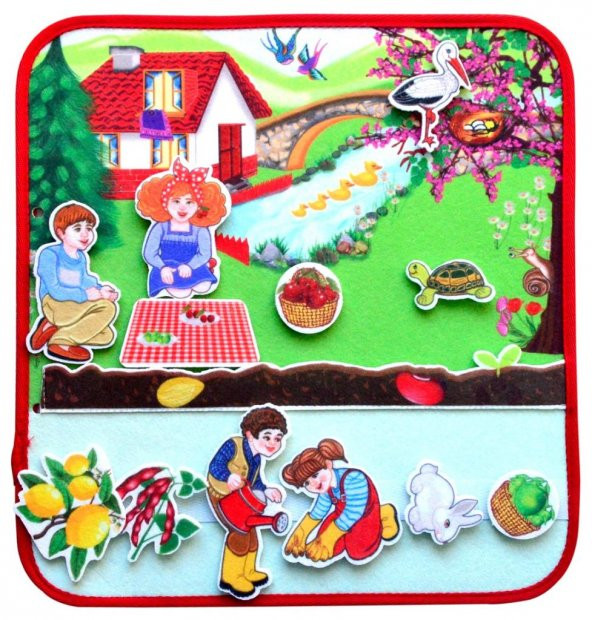 Tox ( Ilkbahar ) Keçe Cırtlı Aktivite Sayfası - Çocuk Etkinlik , Eğitici Oyuncak - 9