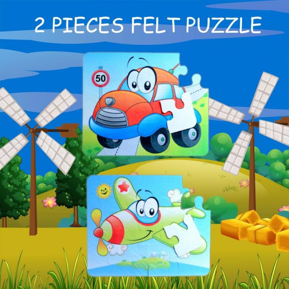 Tox Uçak Araba 3+ Keçe Yapboz - 3 Yaş Puzzle T004 - 7
