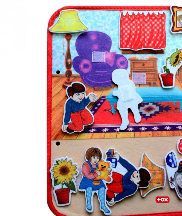 Tox ( Oturma Odası ) Keçe Cırtlı Aktivite Sayfası - Çocuk Etkinlik , Eğitici Oyuncak - 10