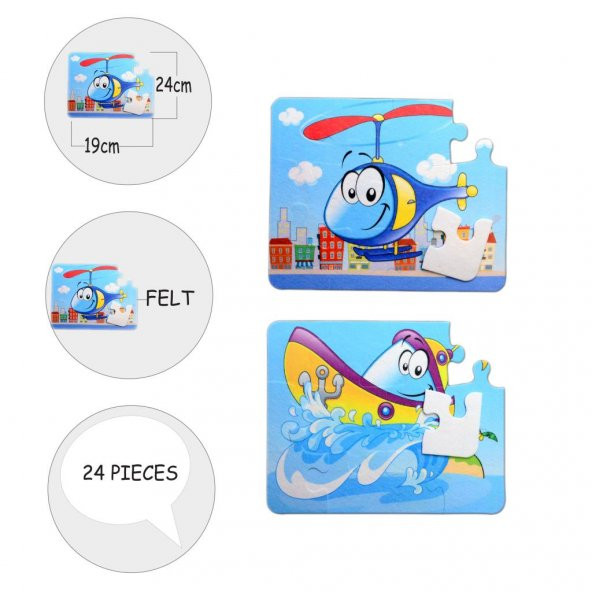Tox Tekne Helikopter 3+ Keçe Yapboz - 3 Yaş Puzzle T005 - 9