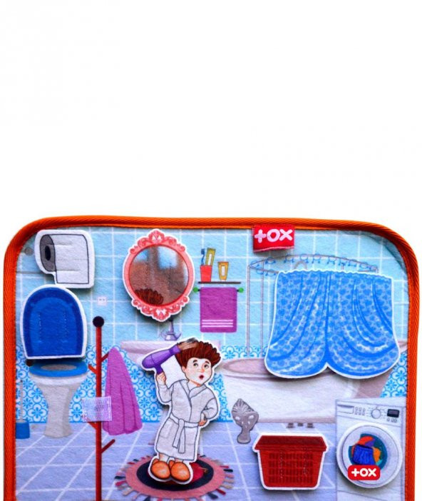 Tox ( Banyo ) Keçe Cırtlı Aktivite Sayfası - Çocuk Etkinlik , Eğitici Oyuncak - 12