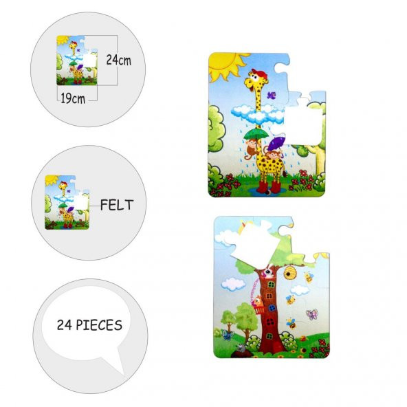 Tox Zürafa 3+ Keçe Yapboz - 3 Yaş Puzzle T043 - 9