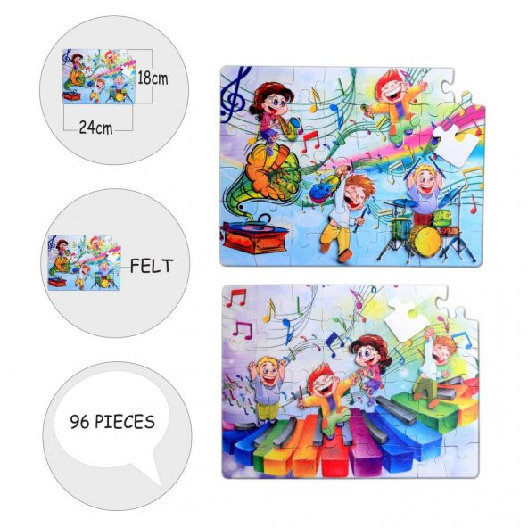 Tox Müzik 5+ Keçe Yapboz - 5 Yaş Puzzle T016 - 9
