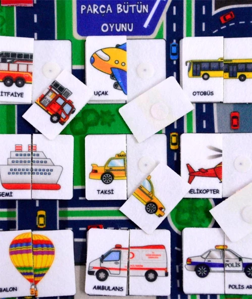 Tox ( Taşıtlar ) Parça-Bütün Eşleşmeler Keçe Cırtlı Aktivite Sayfası - Çocuk Etkinlik , Eğitici - Resim 7