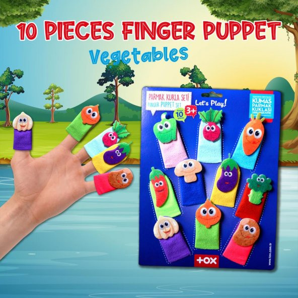 Tox Sebzeler 10 Parça Parmak Kukla , Eğitici Oyuncak T104 - 7