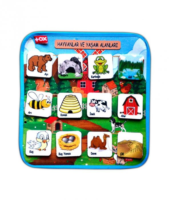 Tox ( Hayvanlar ve Yaşam Alanları ) Keçe Cırtlı Aktivite Sayfası - Çocuk Etkinlik , Eğitici Oyuncak - 6
