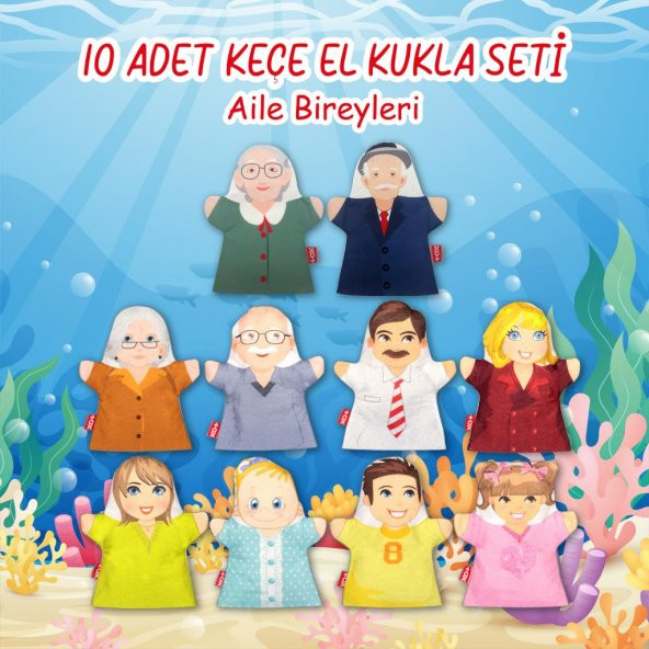 10 Parça Tox Aile Bireyleri El Kukla Set , Eğitici Oyuncak - 2