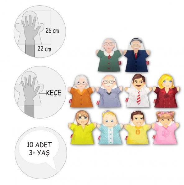 10 Parça Tox Aile Bireyleri El Kukla Set , Eğitici Oyuncak - 4