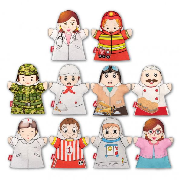 10 Parça Tox Meslekler El Kukla Set , Eğitici Oyuncak ürün görseli 1