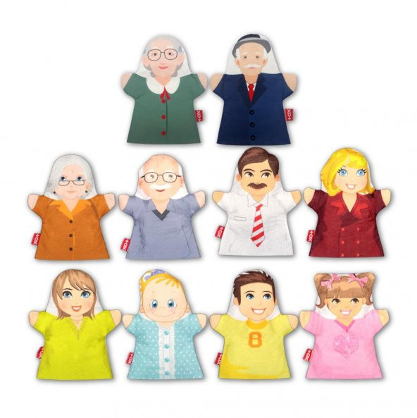 10 Parça Tox Aile Bireyleri El Kukla Set , Eğitici Oyuncak - 6