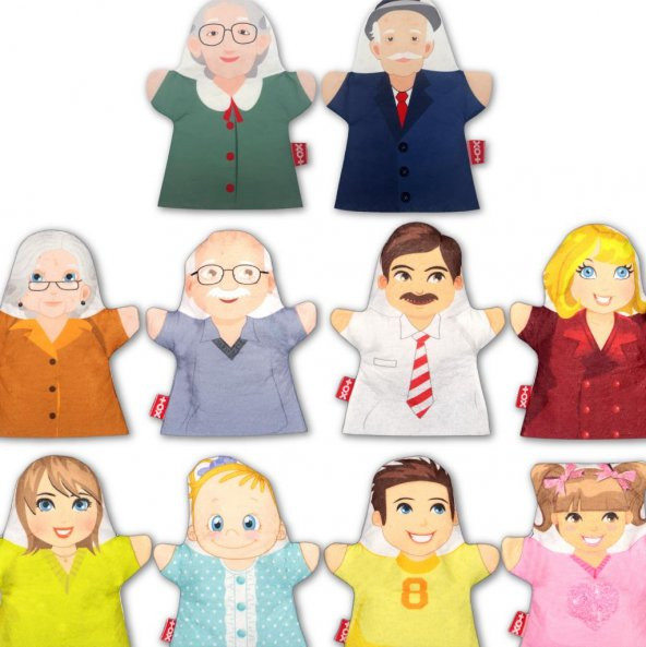10 Parça Tox Aile Bireyleri El Kukla Set , Eğitici Oyuncak - 8