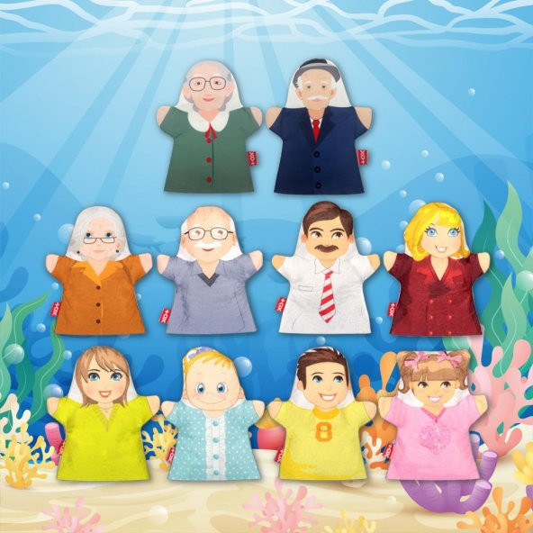 10 Parça Tox Aile Bireyleri El Kukla Set , Eğitici Oyuncak - 10