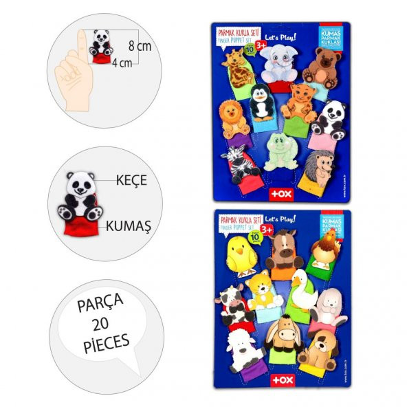 2 Set - 20 Parça Tox Evcil Hayvanlar ve Vahşi Hayvanlar Parmak Kukla T771 T782 - 3