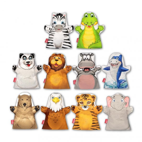 10 Parça Tox Vahşi Hayvanlar El Kukla Set , Eğitici Oyuncak - 6