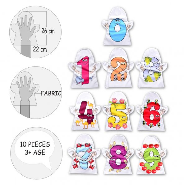 10 Parça Tox Rakamlar El Kukla Set T047 , Eğitici Oyuncak - 9