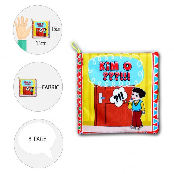 Tox Kim O Kumaş Sessiz Kitap T096 - Bez Kitap , Eğitici Oyuncak , Yumuşak ve Hışırtılı - Resim 9