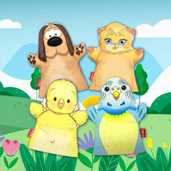 4 Parça Tox Sevimli Dostlarımız Keçe El Kukla Set , Eğitici Oyuncak - 5