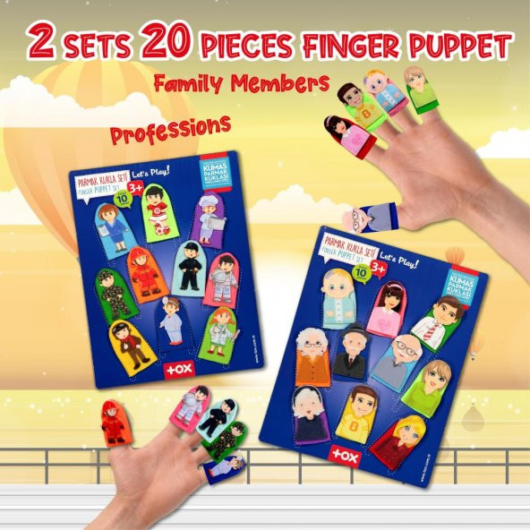 2 Set - 20 Parça Tox Meslekler ve Aile Üyeleri 20 Parça Parmak Kukla T751 T761 - 7