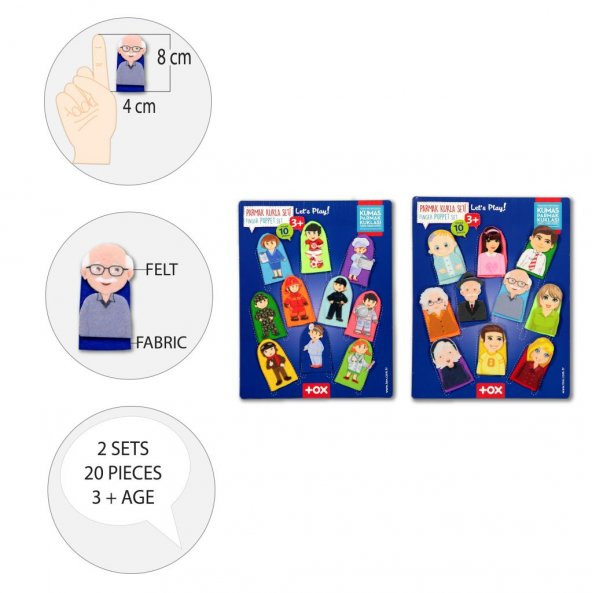 2 Set - 20 Parça Tox Meslekler ve Aile Üyeleri 20 Parça Parmak Kukla T751 T761 - 8