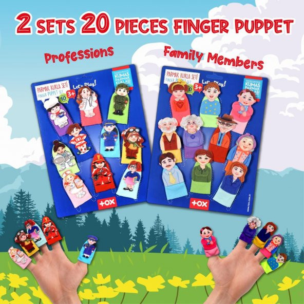 2 Set - 20 Parça Tox Meslekler ve Aile Üyeleri 20 Parça Parmak Kukla T752 T762 - 7