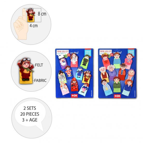 2 Set - 20 Parça Tox Meslekler ve Aile Üyeleri 20 Parça Parmak Kukla T752 T762 - 8