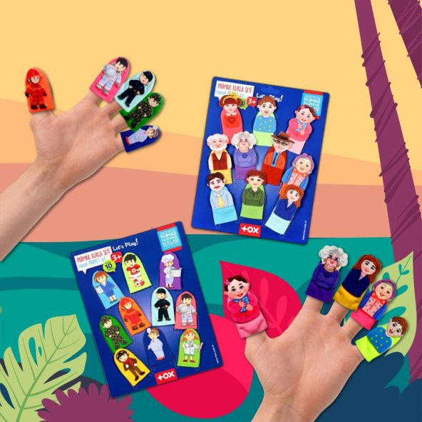 2 Set - 20 Parça Tox Aile Üyeleri ve Meslekler 20 Parça Parmak Kukla T752 T761 - 5