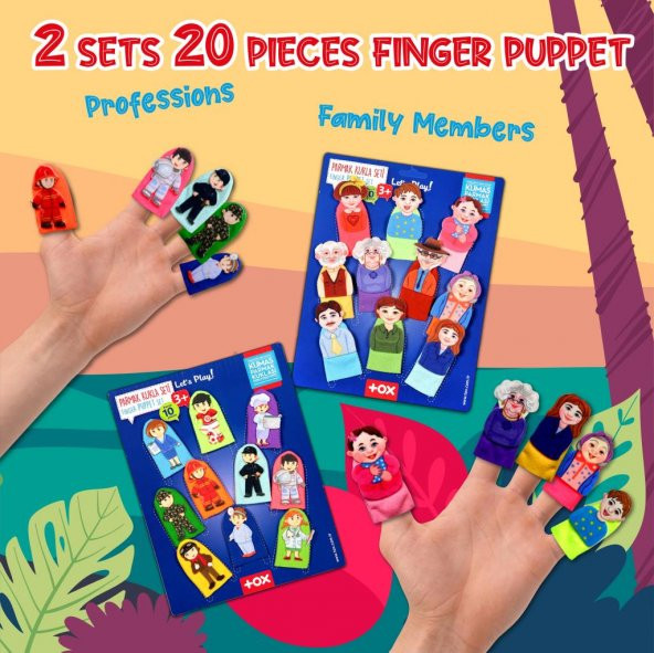 2 Set - 20 Parça Tox Aile Üyeleri ve Meslekler 20 Parça Parmak Kukla T752 T761 - 7