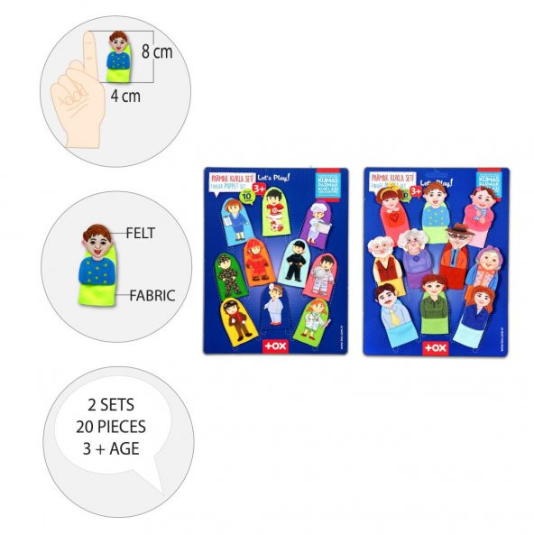 2 Set - 20 Parça Tox Aile Üyeleri ve Meslekler 20 Parça Parmak Kukla T752 T761 - 8