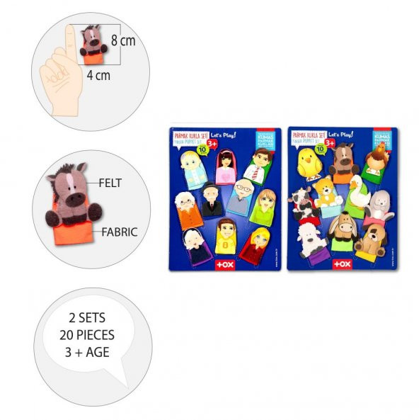 2 Set - 20 Parça Tox Evcil Hayvanlar ve Aile Bireyleri Parmak Kukla T771 T751 - Resim 8