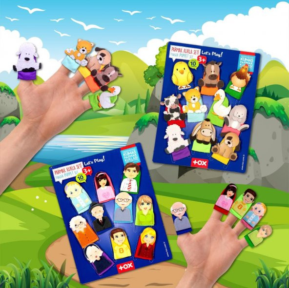 2 Set - 20 Parça Tox Evcil Hayvanlar ve Aile Bireyleri Parmak Kukla T771 T751 - Resim 9