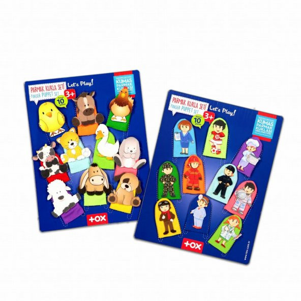 2 Set - 20 Parça Tox Evcil Hayvanlar ve Meslekler Parmak Kukla T771 T761