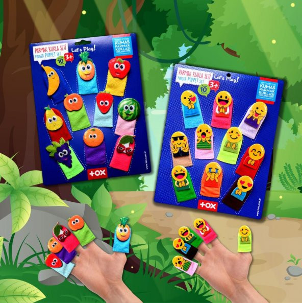 2 Set - 20 Parça Tox Emojiler ve Meyveler Parmak Kukla T106 T105 - 5